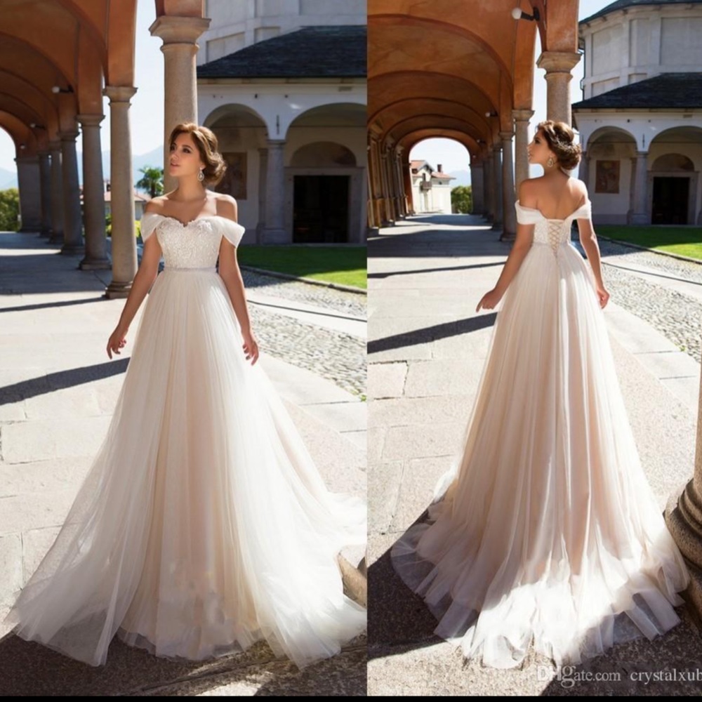Wedding prom bridal A line off shoulder corset M